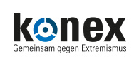 Logo des Kompetenzzentrums gegen Extremismus (Konex) mit dessen Slogan " Gemeinsam gegen Extremismus".